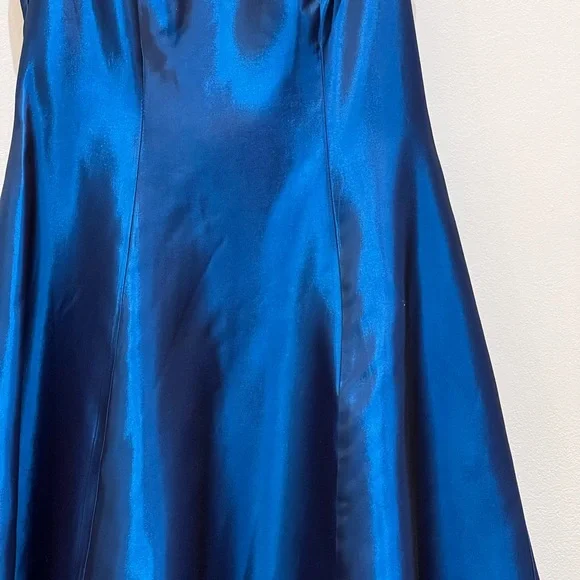 Vintage 90s Prom Dress High neck low back with train - Picture 2 of 3